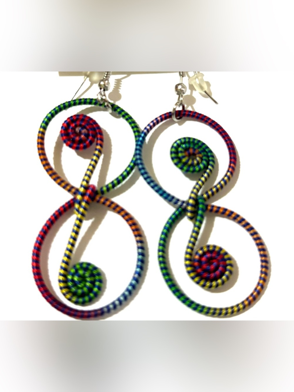 Colorful Spiral Hoop Drop Earrings - Multicolor